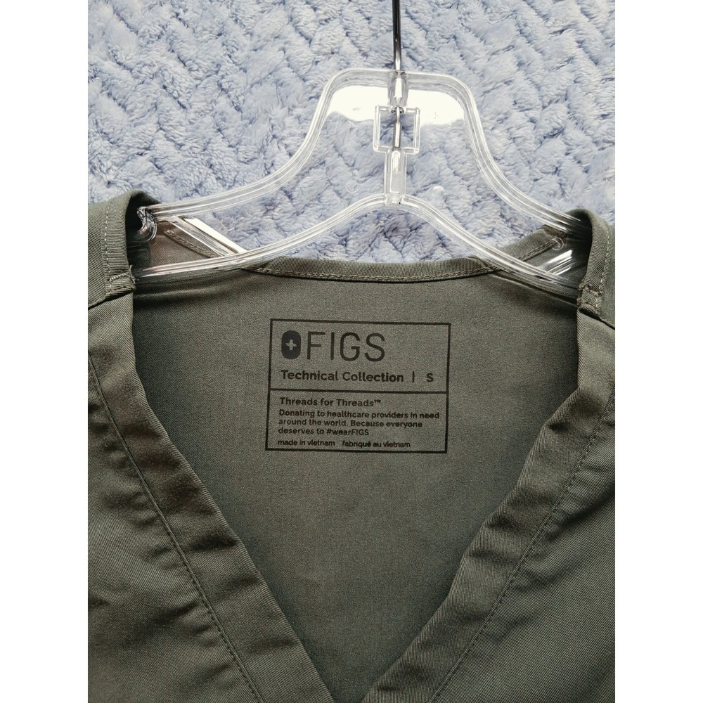 FIGS Catarina Scrub Top Olive Green V-Neck Technical Collection FW1000 Small